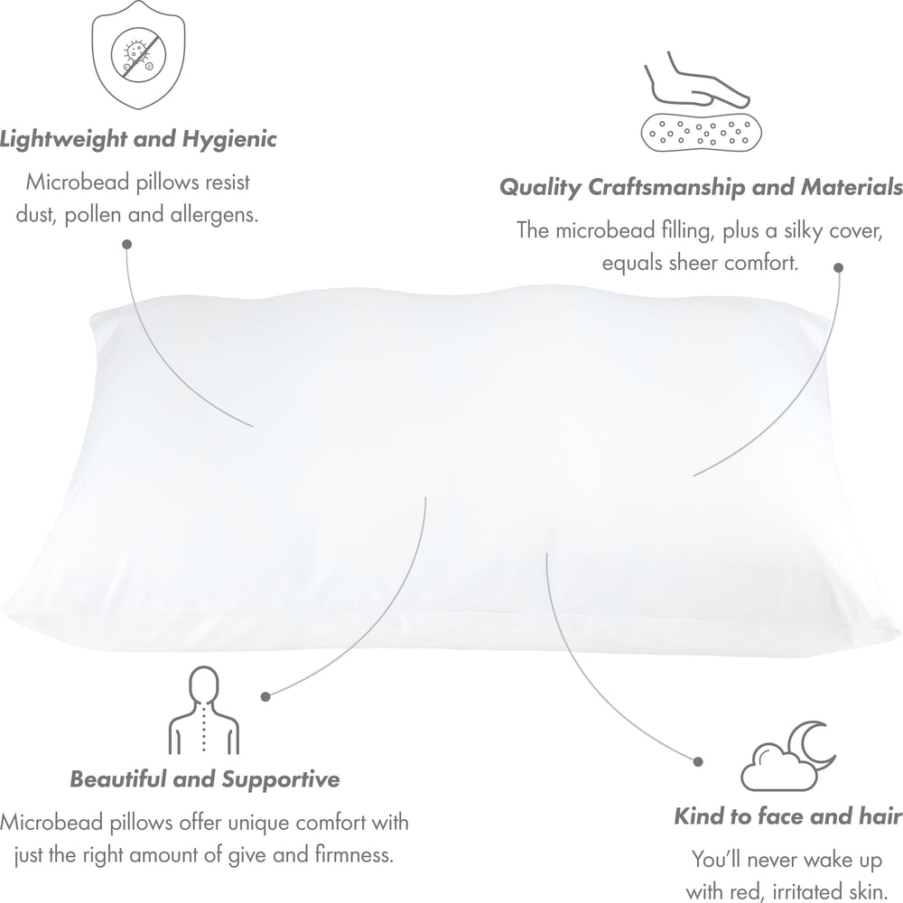 Cover Only for Premium Microbead Bed Pillow, X-Large Extra Smooth  - Ultra Comfortable Sleep with Silk Like Anti Aging Cover 85% spandex/ 15% nylon Breathable, Cooling Pure White