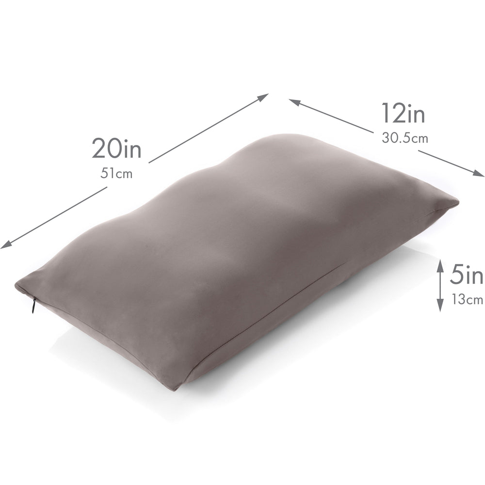 Cover Only for Premium Microbead Bed Pillow, Small Extra Smooth  - Ultra Comfortable Sleep with Silk Like Anti Aging Cover 85% spandex/ 15% nylon Breathable, Cooling Stone Grey