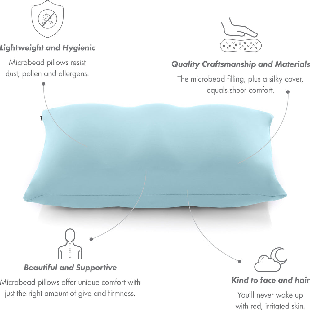 Cover Only for Premium Microbead Bed Pillow, Small Extra Smooth  - Ultra Comfortable Sleep with Silk Like Anti Aging Cover 85% spandex/ 15% nylon Breathable, Cooling Sweet Baby Blue