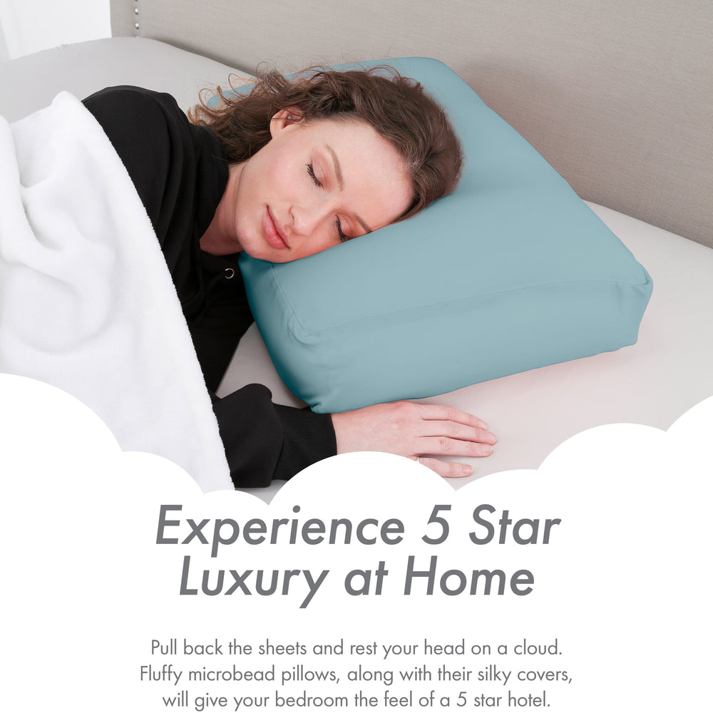 Cover Only for Premium Microbead Bed Pillow, Small Extra Smooth  - Ultra Comfortable Sleep with Silk Like Anti Aging Cover 85% spandex/ 15% nylon Breathable, Cooling Sweet Baby Blue