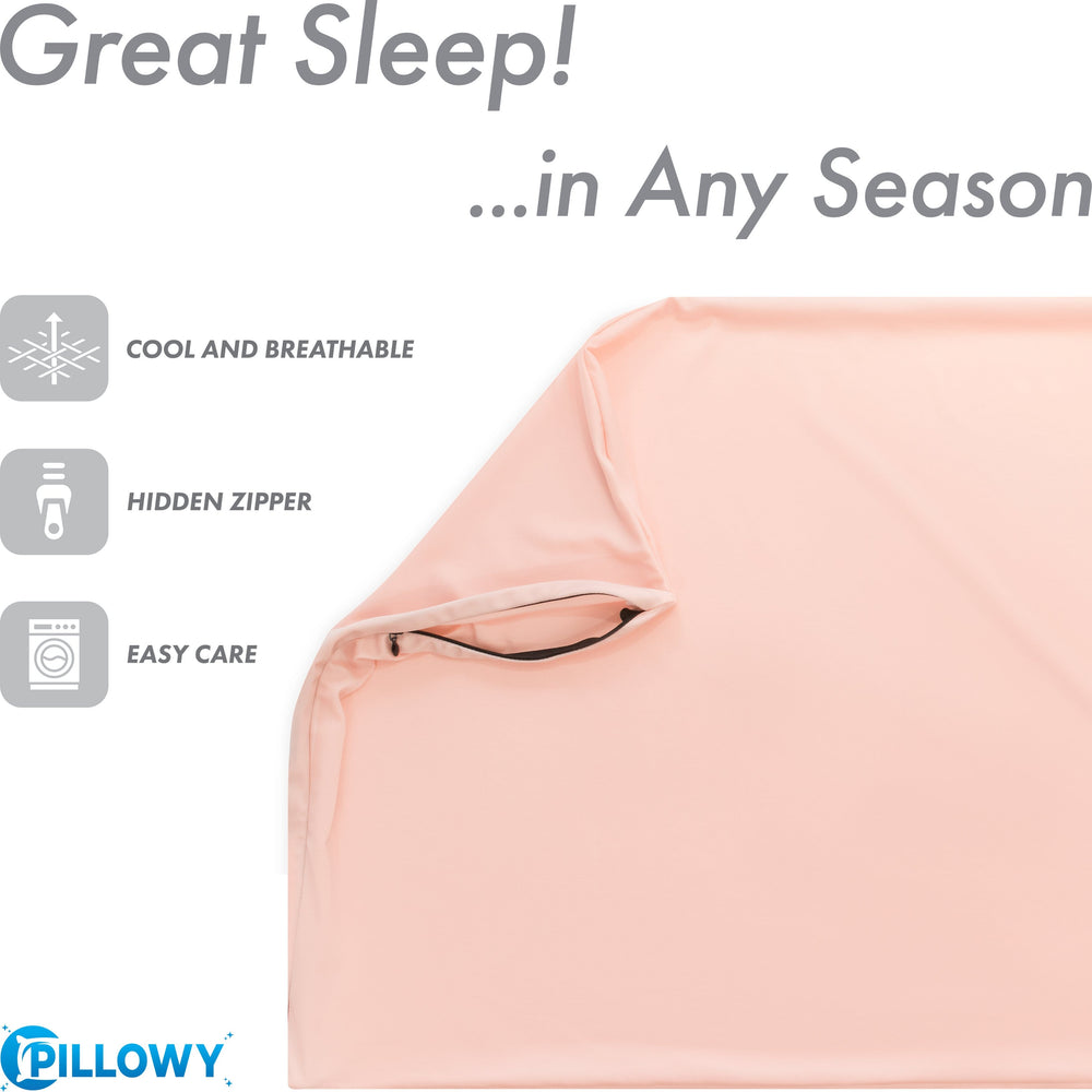 Ultra Silk Like Beauty Pillow Cover - Blend of 85% Nylon and 15% Spandex Means This Cover Is Designed to Keep Hair Tangle Free and Helps Skin - Bonus Matching Hair Scrunchie, Cream Peach, King