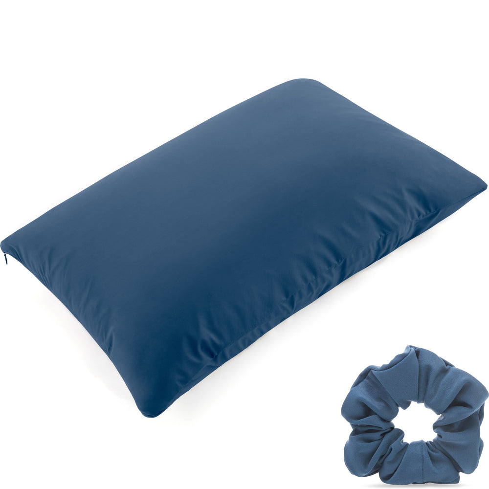 Ultra Silk Like Beauty Pillow Cover - Blend of 85% Nylon and 15% Spandex Means This Cover Is Designed to Keep Hair Tangle Free and Helps Skin - Bonus Matching Hair Scrunchie, Peacock Blue, King