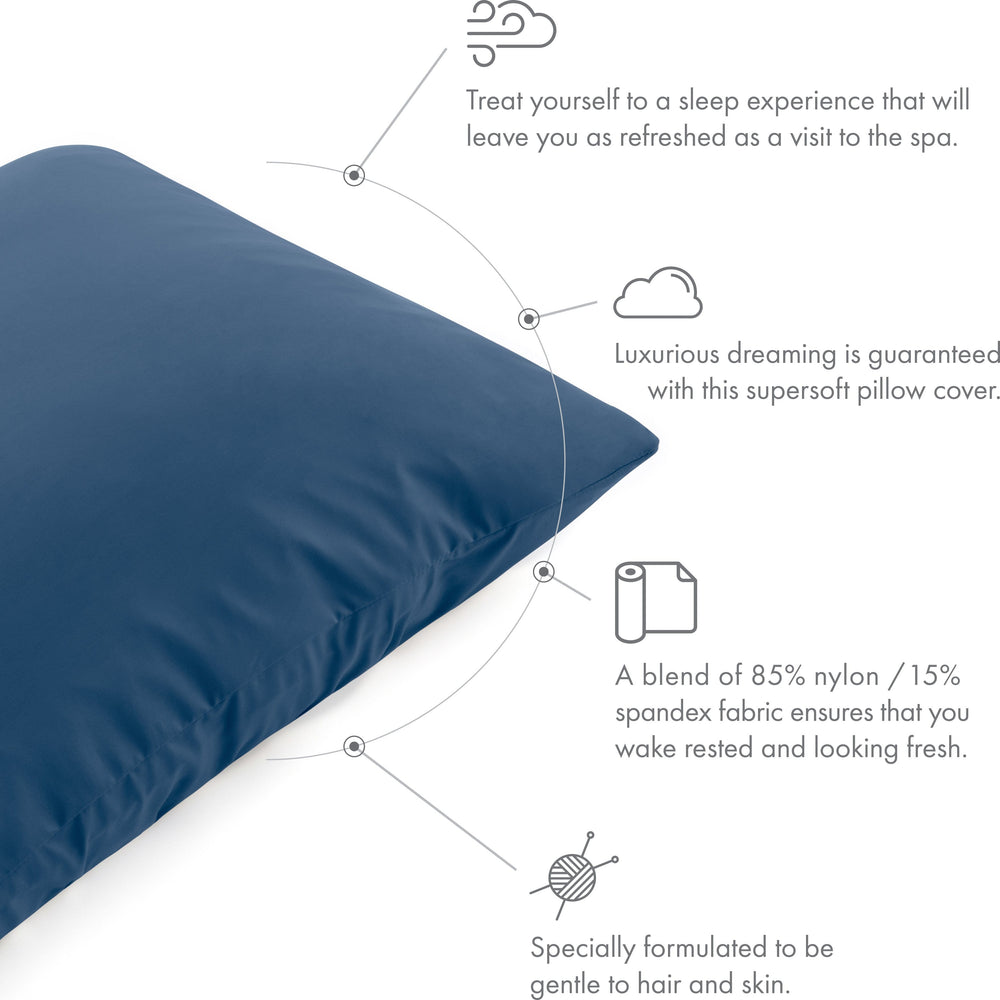 Ultra Silk Like Beauty Pillow Cover - Blend of 85% Nylon and 15% Spandex Means This Cover Is Designed to Keep Hair Tangle Free and Helps Skin - Bonus Matching Hair Scrunchie, Peacock Blue, King