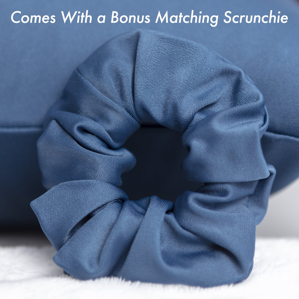 Ultra Silk Like Beauty Pillow Cover - Blend of 85% Nylon and 15% Spandex Means This Cover Is Designed to Keep Hair Tangle Free and Helps Skin - Bonus Matching Hair Scrunchie, Peacock Blue, King