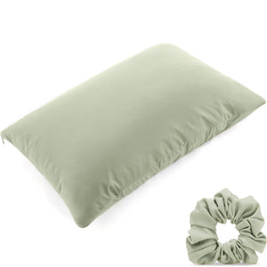 Ultra Silk Like Beauty Pillow Cover - Blend of 85% Nylon and 15% Spandex Means This Cover Is Designed to Keep Hair Tangle Free and Helps Skin - Bonus Matching Hair Scrunchie, Cadet Grey, Queen