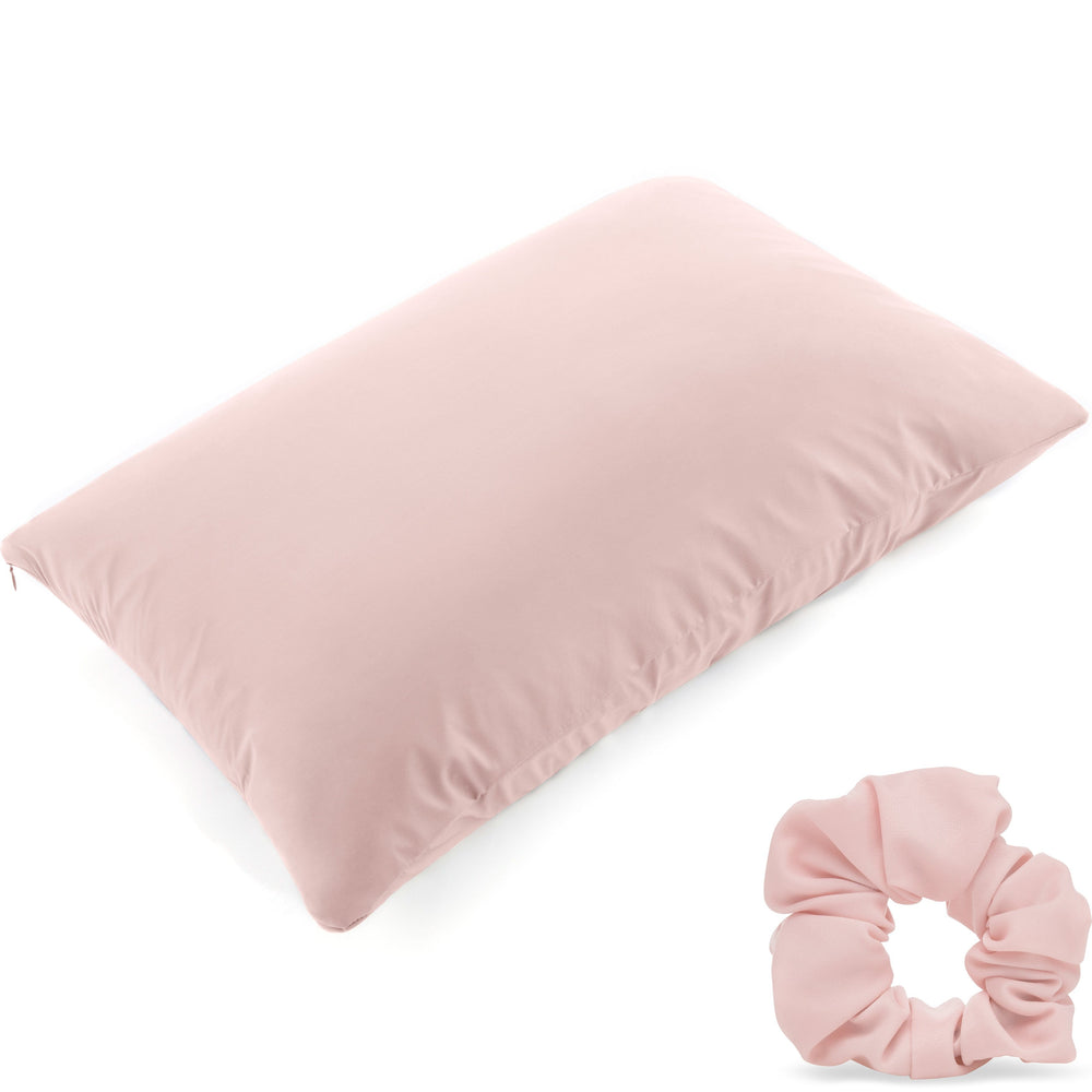 Ultra Silk Like Beauty Pillow Cover - Blend of 85% Nylon and 15% Spandex Means This Cover Is Designed to Keep Hair Tangle Free and Helps Skin - Bonus Matching Hair Scrunchie, Cream Peach, Queen
