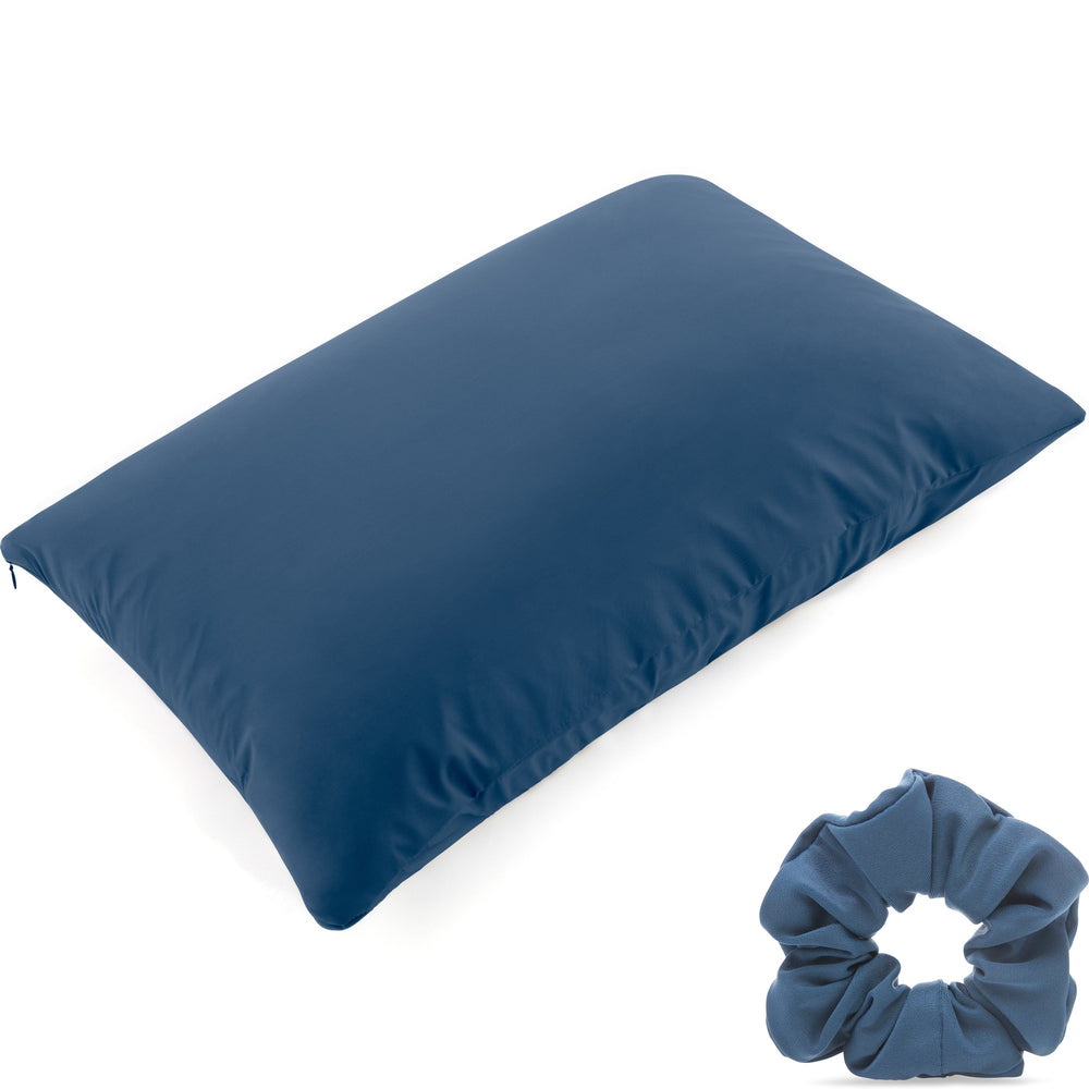 Ultra Silk Like Beauty Pillow Cover - Blend of 85% Nylon and 15% Spandex Means This Cover Is Designed to Keep Hair Tangle Free and Helps Skin - Bonus Matching Hair Scrunchie, Peacock Blue, Queen