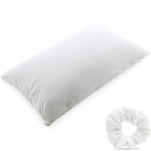 Ultra Silk Like Beauty Pillow Cover - Blend of 85% Nylon and 15% Spandex Means This Cover Is Designed to Keep Hair Tangle Free and Helps Skin - Bonus Matching Hair Scrunchie, White, Queen