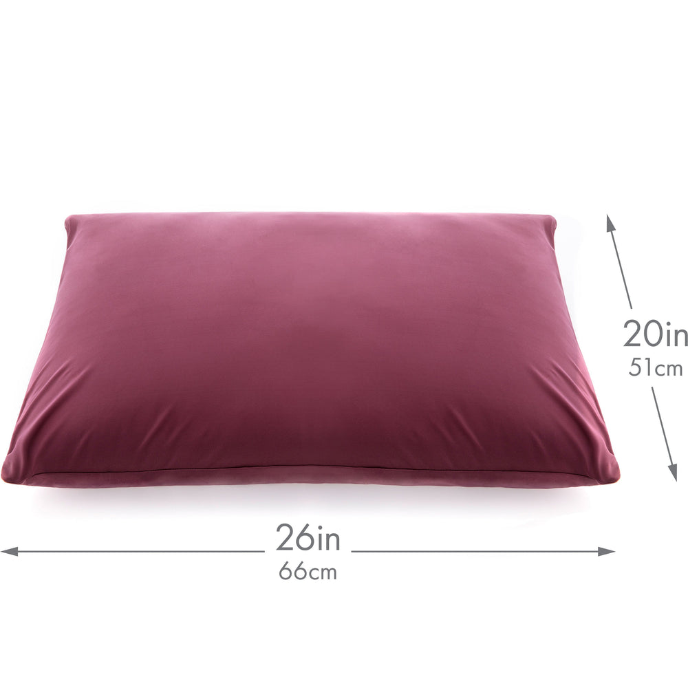 Ultra Silk Like Beauty Pillow Cover - Blend of 85% Nylon and 15% Spandex Means This Cover Is Designed to Keep Hair Tangle Free and Helps Skin - Bonus Matching Hair Scrunchie, Burgundy, Standard