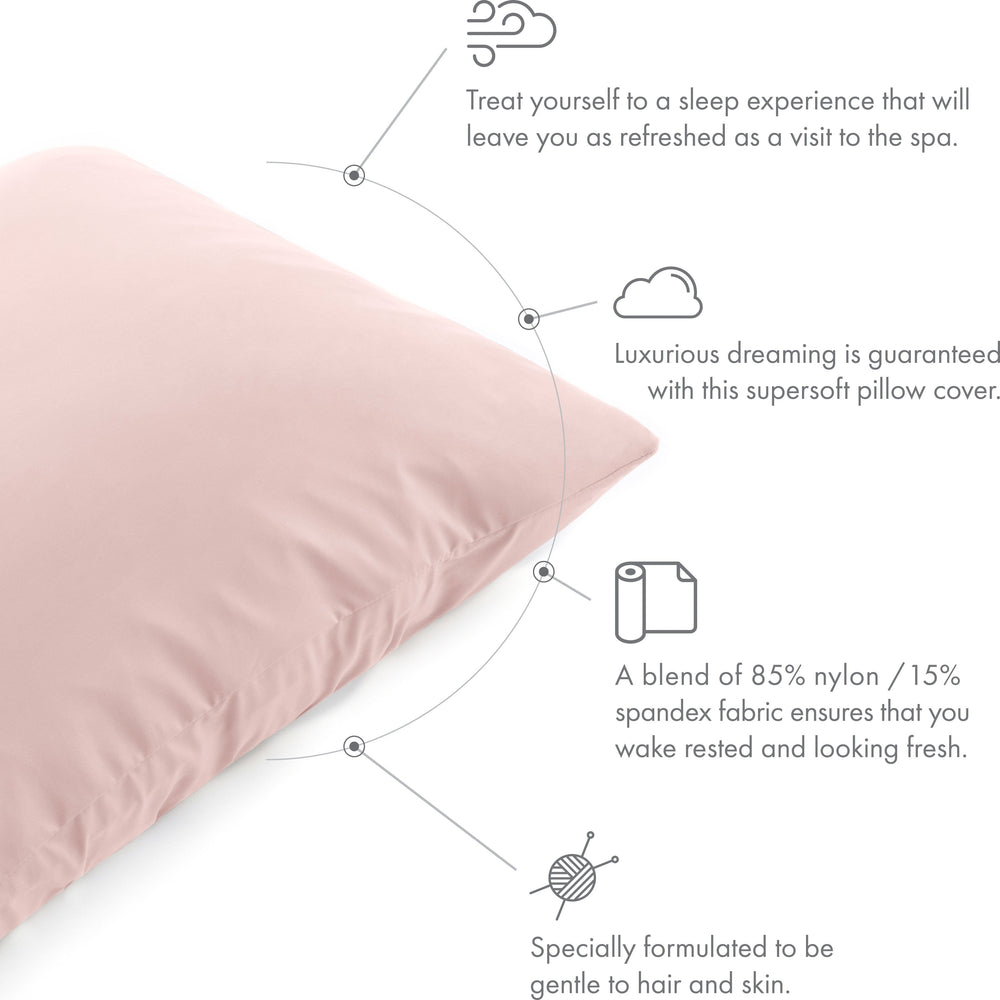 Ultra Silk Like Beauty Pillow Cover - Blend of 85% Nylon and 15% Spandex Means This Cover Is Designed to Keep Hair Tangle Free and Helps Skin - Bonus Matching Hair Scrunchie, Cream Peach, Standard