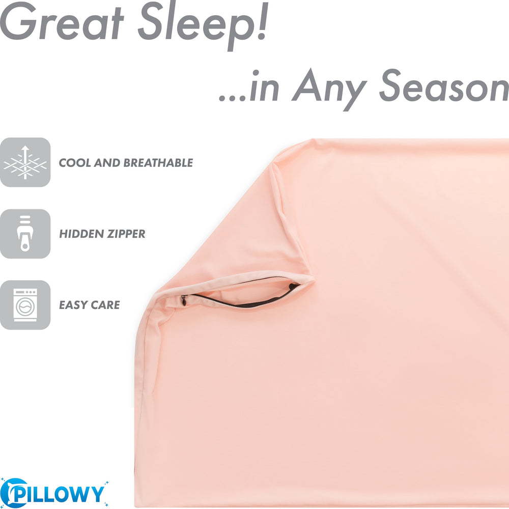 Ultra Silk Like Beauty Pillow Cover - Blend of 85% Nylon and 15% Spandex Means This Cover Is Designed to Keep Hair Tangle Free and Helps Skin - Bonus Matching Hair Scrunchie, Cream Peach, Standard