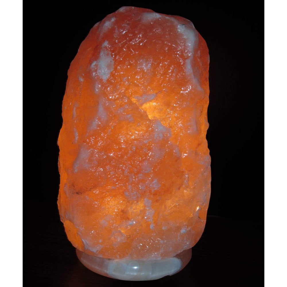 Himalayan Rock Salt Natural Crystal Lamp, 14 Inches Tall - Soft Calm Therapeutic Light - Naturally Formed Salt Crystal Design On Onyx Marble Base - Tibetan Evaporated Rock Lamps - , Dark Orange Hue