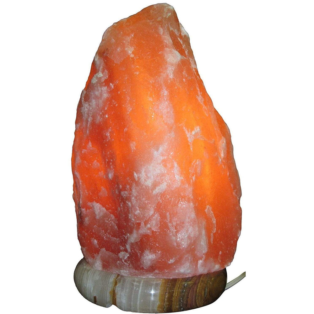 Himalayan Rock Salt Natural Crystal Lamp, 8.5 Inches Tall - Soft Calm Therapeutic Light - Unique Naturally Formed Salt Crystal Handcrafted Design On Onyx Marble Base - Table Lamp, Dark Orange Hue