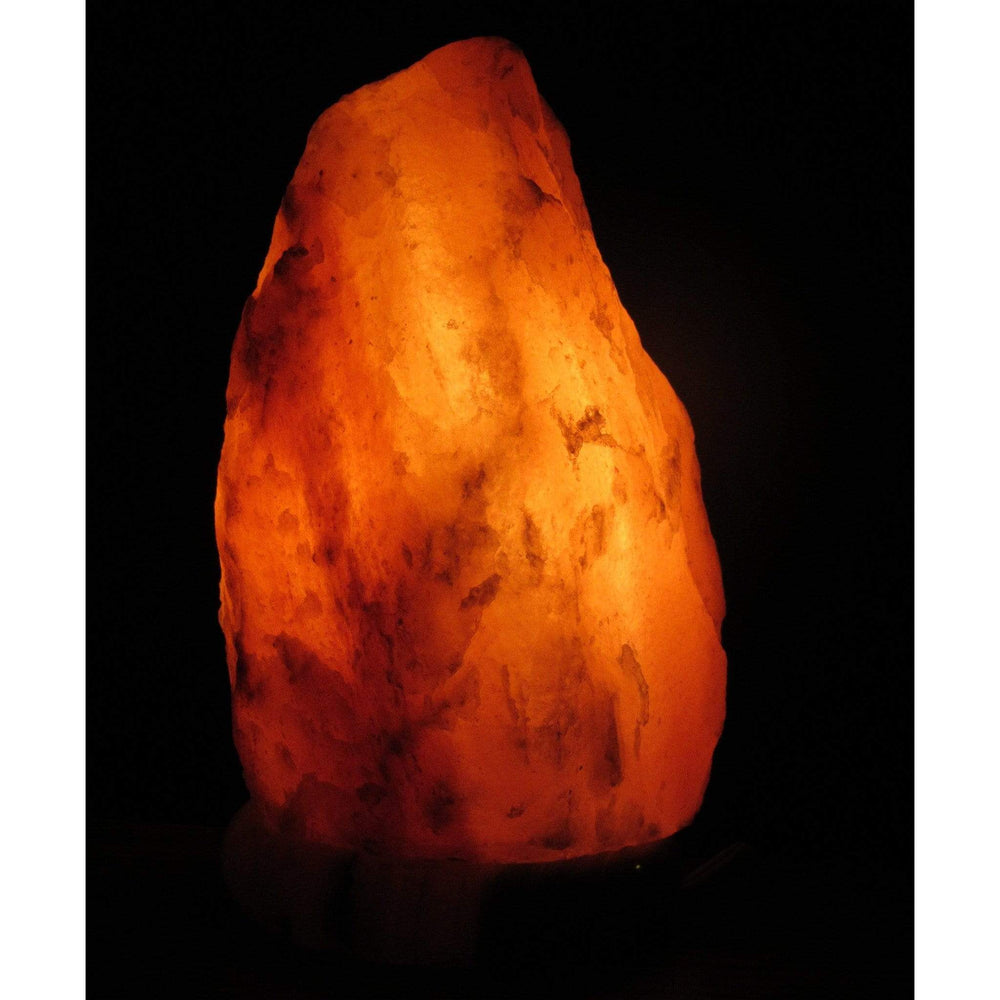 Himalayan Rock Salt Natural Crystal Lamp, 8.5 Inches Tall - Soft Calm Therapeutic Light - Unique Naturally Formed Salt Crystal Handcrafted Design On Onyx Marble Base - Table Lamp, Dark Orange Hue