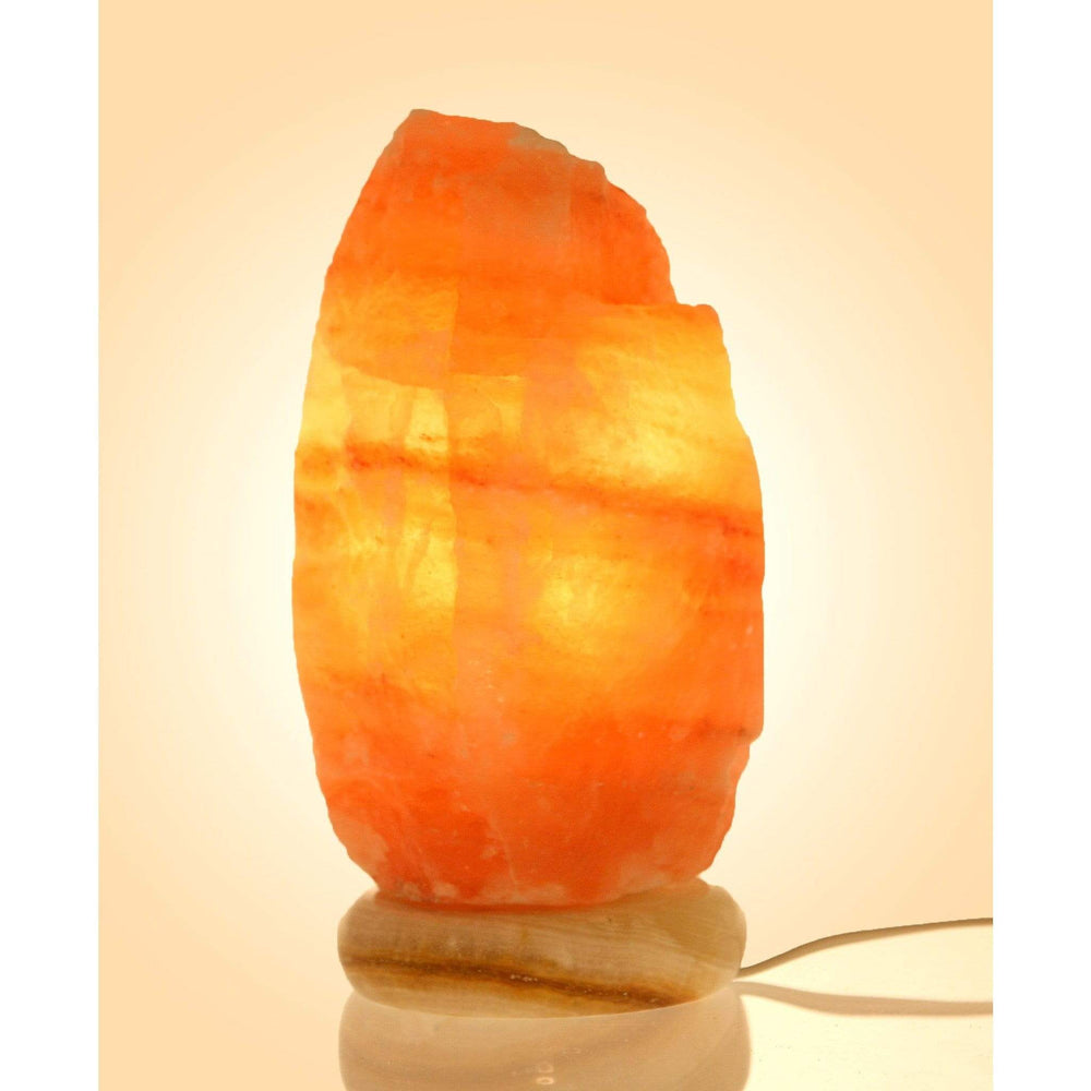 Himalayan Rock Salt Natural Crystal Lamp, 8.5 Inches Tall - Soft Calm Therapeutic Light - Unique Naturally Formed Salt Crystal Handcrafted Design On Onyx Marble Base - Table Lamp, Dark Orange Hue