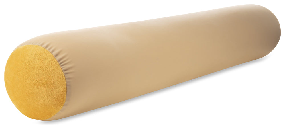 Straight Body Pillow, Full Size Premium Microbead,Side Sleeping / Maternity Pregnant Women, Supportive ,Fluffy, Breathable, Cooling, 85/15 spandex/nylon Silky Feel Anti-Aging - 48” X 8” - Barely Beige