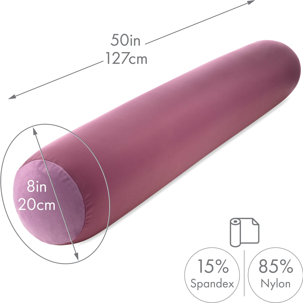 Straight Body Pillow, Full Size Premium Microbead,Side Sleeping / Maternity Pregnant Women, Supportive ,Fluffy, Breathable, Cooling, 85/15 spandex/nylon Silky Anti-Aging - 48” X 8” - Burgundy - Merlot