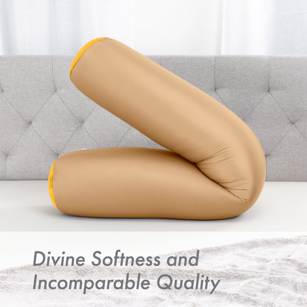 Case Only - Body Pillow Cover Stylish Silky Super Soft - 85% Spandex/ 15% Nylon Blend, Beauty - Anti Wrinkle, Anti Aging Prevention - Breathable Pillowcase - Gentle on Hair Size 48 X 8, Barely Beige