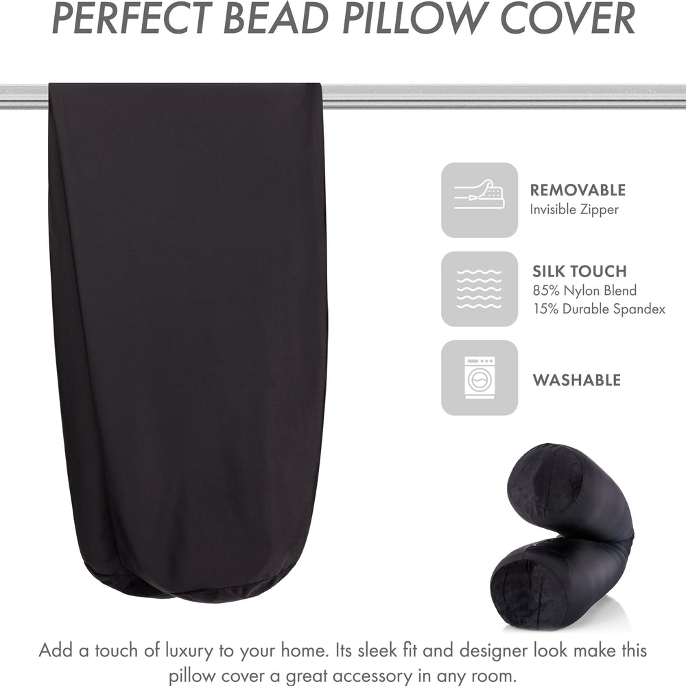 Case Only - Body Pillow Cover Stylish Silky Super Soft - 85% Spandex/ 15% Nylon Blend, Beauty - Anti Wrinkle, Anti Aging Prevention - Breathable Pillowcase Design - Gentle on Hair Size 48 X 8, Black