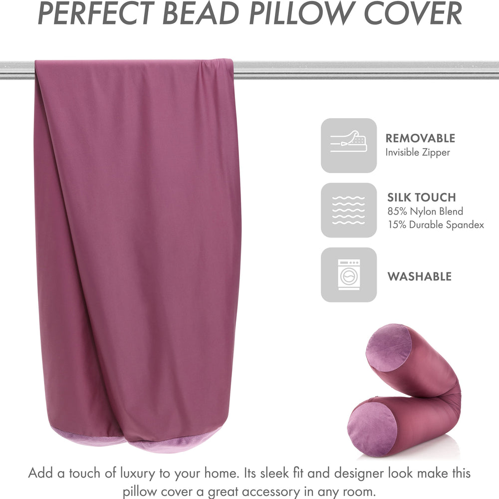 Case Only - Body Pillow Cover Stylish Silky Super Soft - 85% Spandex/ 15% Nylon, Beauty - Anti Wrinkle, Anti Aging Prevention - Breathable Pillowcase - Gentle on Hair Size 48 X 8, Burgundy - Merlot