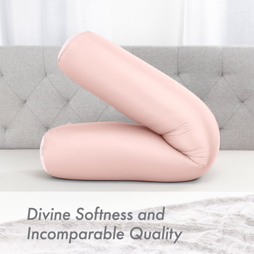 Case Only - Body Pillow Cover Stylish Silky Super Soft - 85% Spandex/ 15% Nylon Blend, Beauty - Anti Wrinkle, Anti Aging Prevention - Breathable Pillowcase - Gentle on Hair Size 48 X 8, Cream Peach