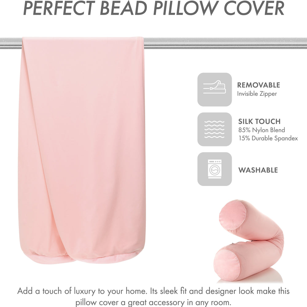 Case Only - Body Pillow Cover Stylish Silky Super Soft - 85% Spandex/ 15% Nylon Blend, Beauty - Anti Wrinkle, Anti Aging Prevention - Breathable Pillowcase - Gentle on Hair Size 48 X 8, Cream Peach