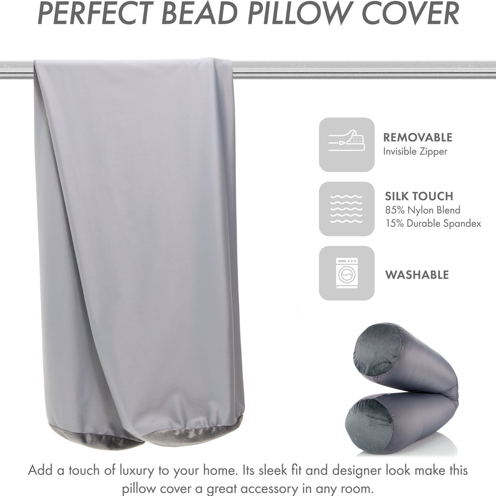 Case Only - Body Pillow Cover Stylish Silky Super Soft - 85% Spandex/ 15% Nylon, Beauty - Anti Wrinkle, Anti Aging Prevention - Breathable Pillowcase Design - Gentle on Hair Size 48 X 8, Dark Grey