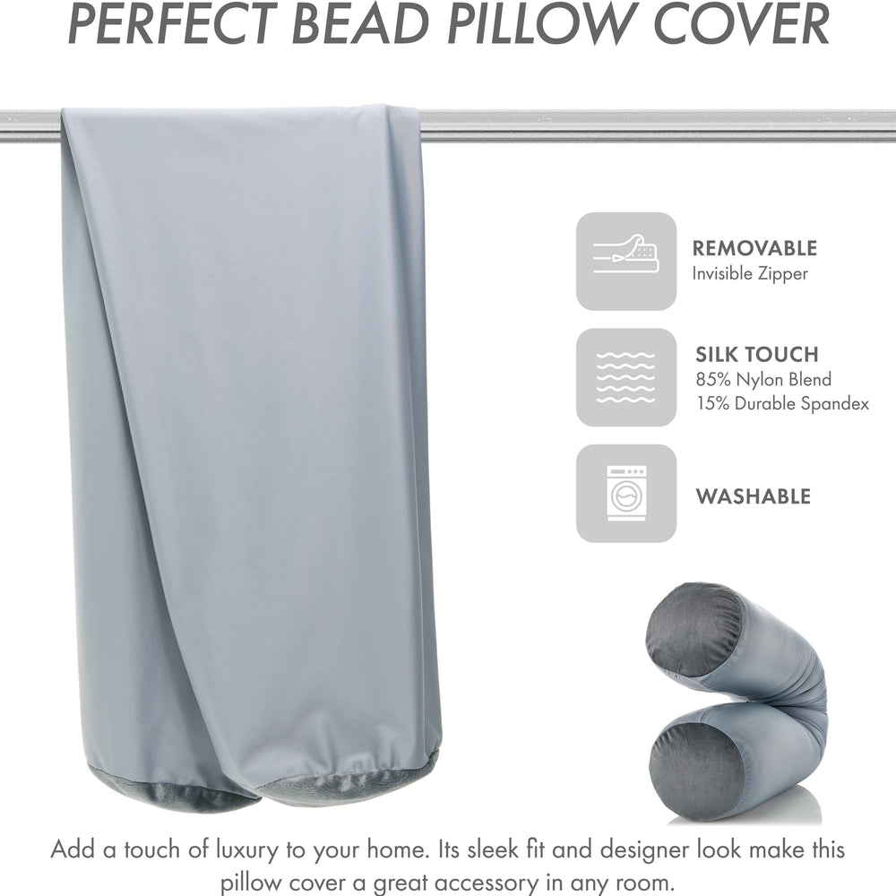 Case Only - Body Pillow Cover Stylish Silky Super Soft - 85% Spandex/ 15% Nylon, Beauty - Anti Wrinkle, Anti Aging Prevention - Breathable Pillowcase Design - Gentle on Hair Size 48 X 8, Light Grey