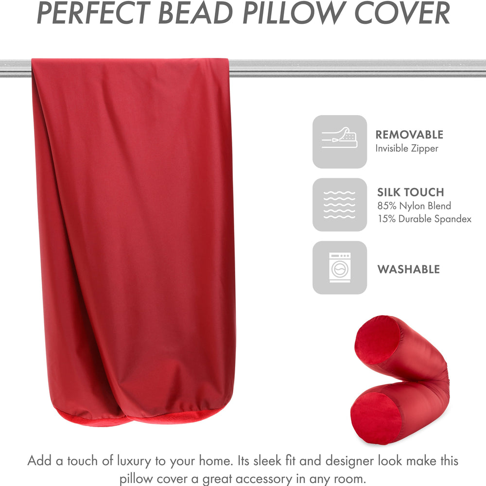 Case Only - Body Pillow Cover Stylish Silky Super Soft - 85% Spandex/ 15% Nylon Blend, Beauty - Anti Wrinkle, Anti Aging Prevention - Breathable Pillowcase Design - Gentle on Hair Size 48 X 8, Maroon