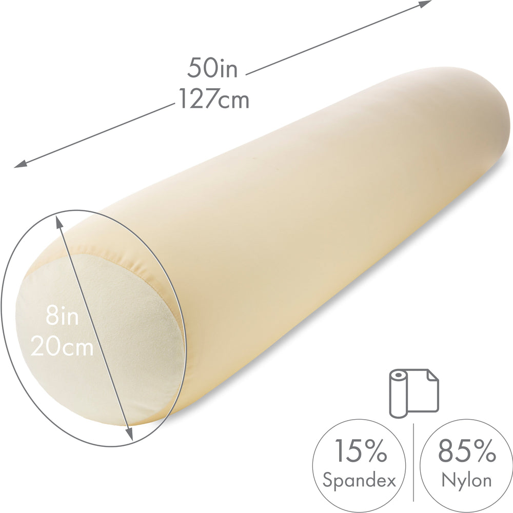 Case Only - Body Pillow Cover Stylish Silky Super Soft - 85% Spandex/ 15% Nylon, Beauty - Anti Wrinkle, Anti Aging Prevention - Breathable Pillowcase - Gentle on Hair Size 48 X 8, Off White Creme