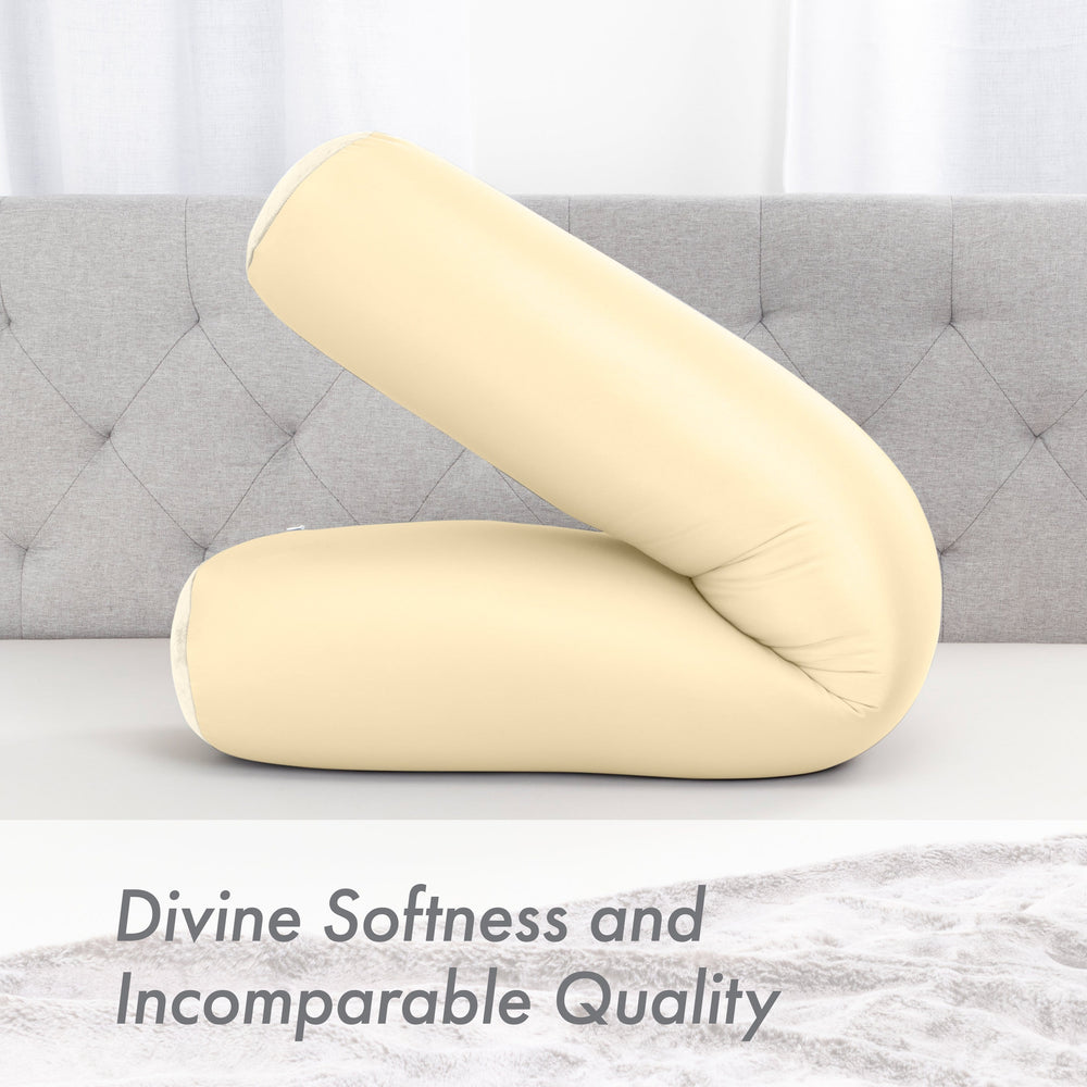 Case Only - Body Pillow Cover Stylish Silky Super Soft - 85% Spandex/ 15% Nylon, Beauty - Anti Wrinkle, Anti Aging Prevention - Breathable Pillowcase - Gentle on Hair Size 48 X 8, Off White Creme