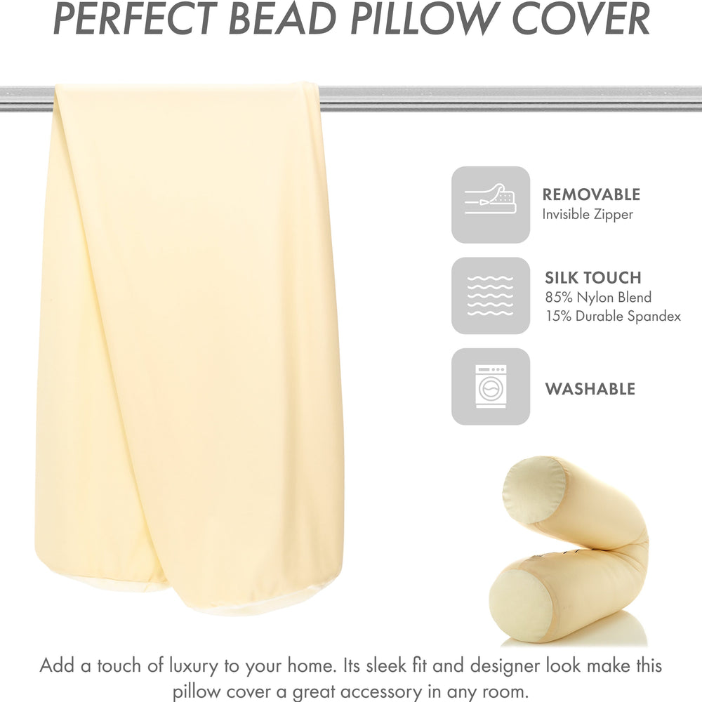 Case Only - Body Pillow Cover Stylish Silky Super Soft - 85% Spandex/ 15% Nylon, Beauty - Anti Wrinkle, Anti Aging Prevention - Breathable Pillowcase - Gentle on Hair Size 48 X 8, Off White Creme