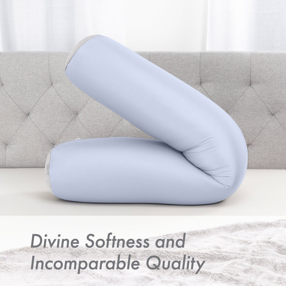 Case Only - Body Pillow Cover Stylish Silky Super Soft - 85% Spandex/ 15% Nylon, Beauty - Anti Wrinkle, Anti Aging Prevention - Breathable Pillowcase Design - Gentle on Hair Size 48 X 8, Silver Mist