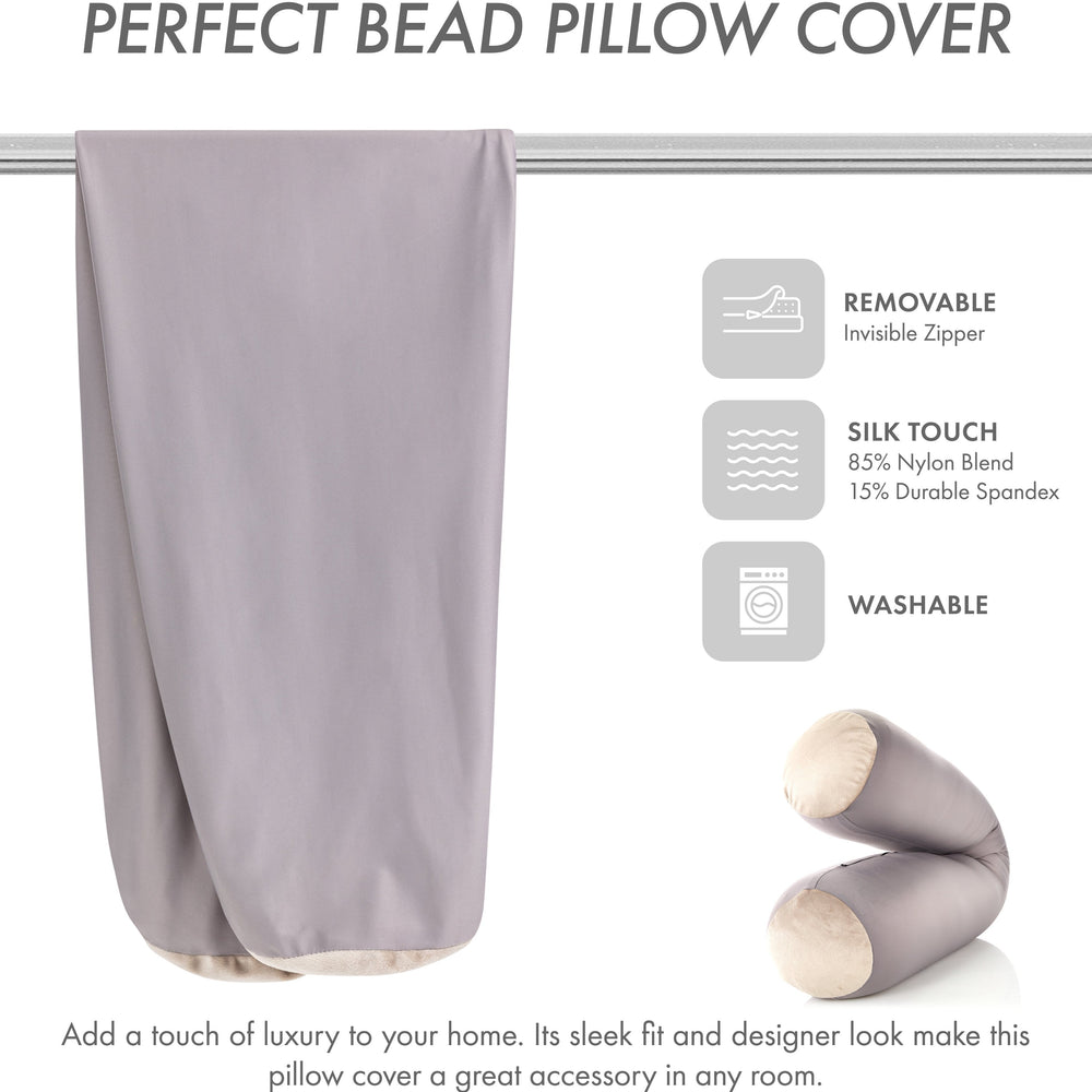 Case Only - Body Pillow Cover Stylish Silky Super Soft - 85% Spandex/ 15% Nylon, Beauty - Anti Wrinkle, Anti Aging Prevention - Breathable Pillowcase Design - Gentle on Hair Size 48 X 8, Stone Grey