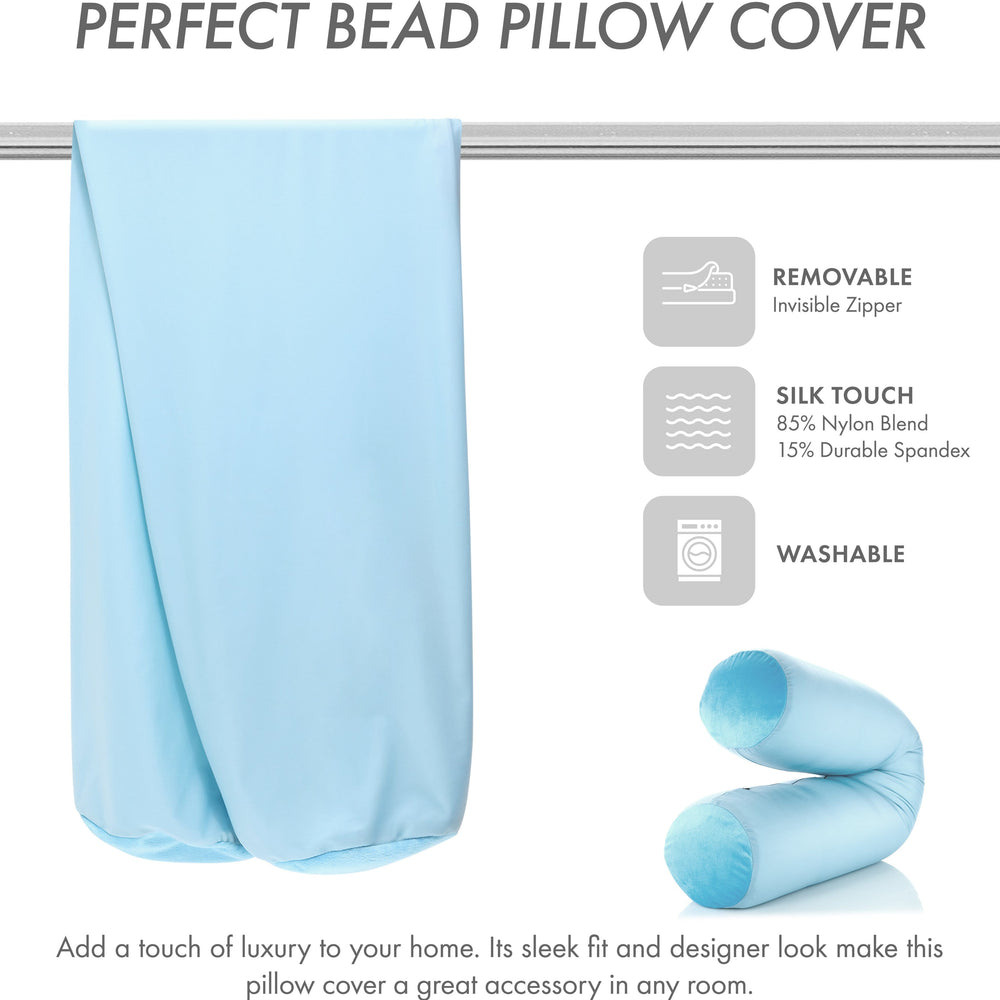 Case Only - Body Pillow Cover Stylish Silky Super Soft - 85% Spandex/ 15% Nylon, Beauty - Anti Wrinkle, Anti Aging Prevention - Breathable Pillowcase - Gentle on Hair Size 48 X 8, Sweet Baby Blue