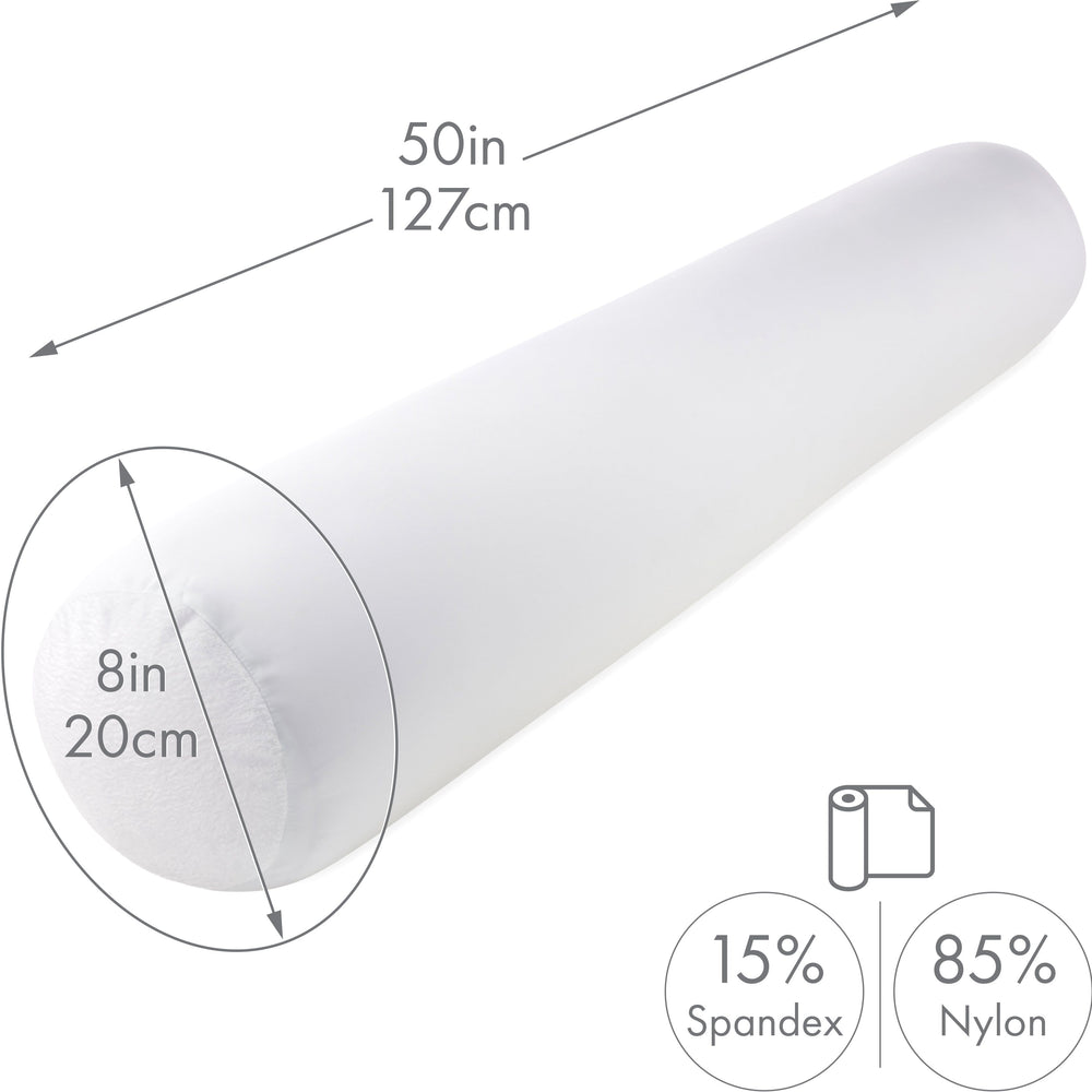 Case Only - Body Pillow Cover Stylish Silky Super Soft - 85% Spandex/ 15% Nylon Blend, Beauty - Anti Wrinkle, Anti Aging Prevention - Breathable Pillowcase Design - Gentle on Hair Size 48 X 8, White