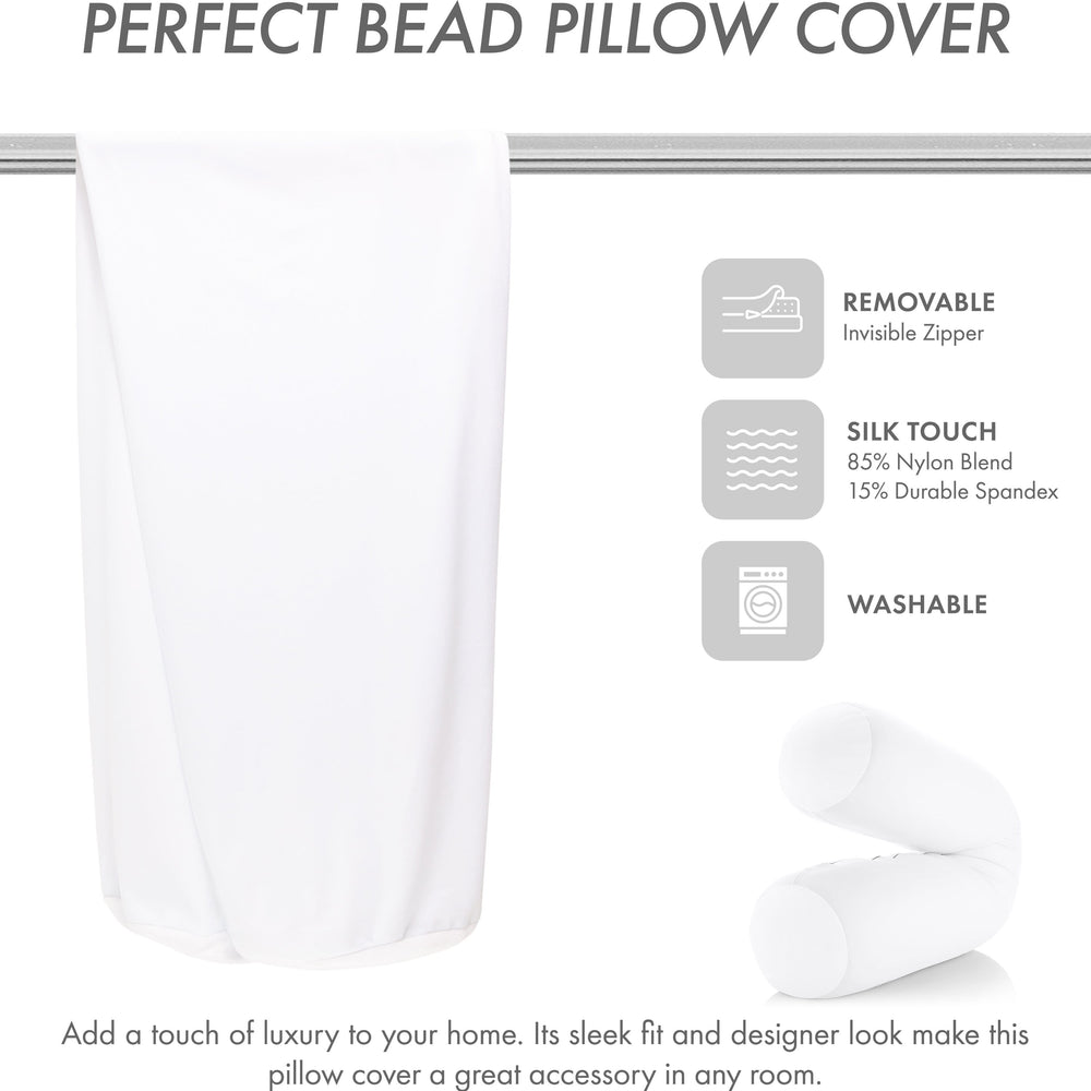 Case Only - Body Pillow Cover Stylish Silky Super Soft - 85% Spandex/ 15% Nylon Blend, Beauty - Anti Wrinkle, Anti Aging Prevention - Breathable Pillowcase Design - Gentle on Hair Size 48 X 8, White