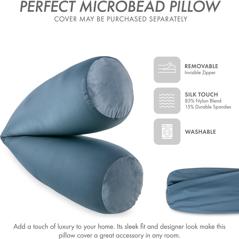 Squishy Deluxe Microbead Body Pillow with Removable Cover - Navy Blue