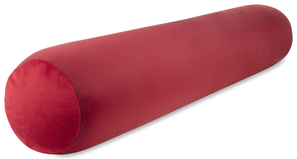 Straight Body Pillow, Full Size Premium Microbead,Side Sleeping / Maternity Pregnant Women, Supportive ,Fluffy, Breathable, Cooling, 85/15 spandex/nylon Silky Feel Anti-Aging - 48” X 8” - Maroon