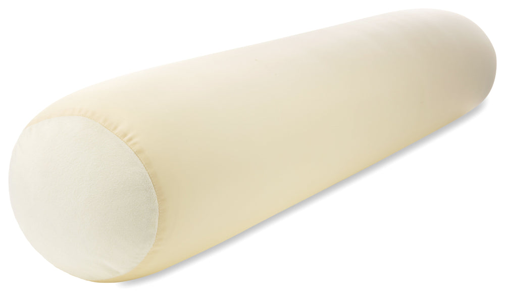 Straight Body Pillow, Full Size Premium Microbead,Side Sleeping / Maternity Pregnant Women, Supportive ,Fluffy, Breathable, Cooling, 85/15 spandex/nylon Silky Anti-Aging - 48” X 8” - Off White Creme