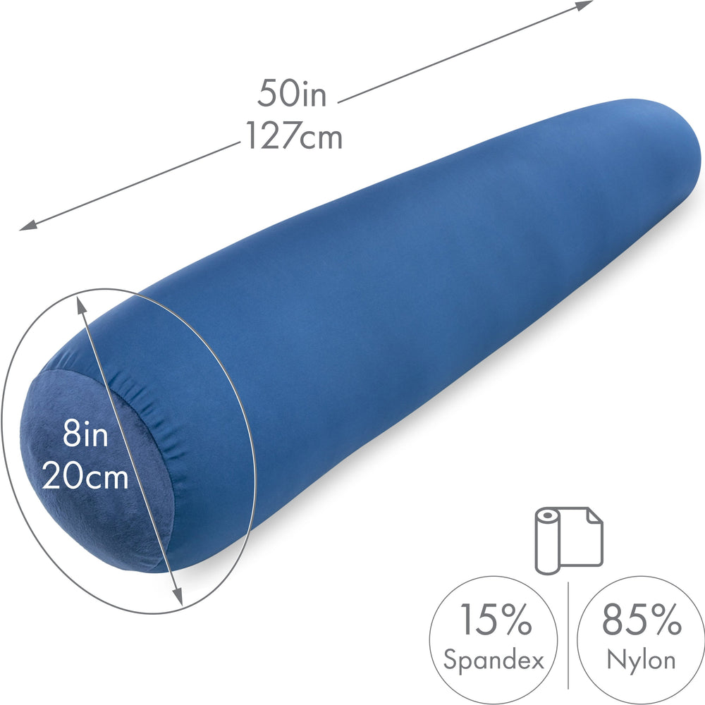 Straight Body Pillow, Full Size Premium Microbead,Side Sleeping / Maternity Pregnant Women, Supportive ,Fluffy, Breathable, Cooling, 85/15 spandex/nylon Silky Feel Anti-Aging - 48” X 8” - Peacock Blue