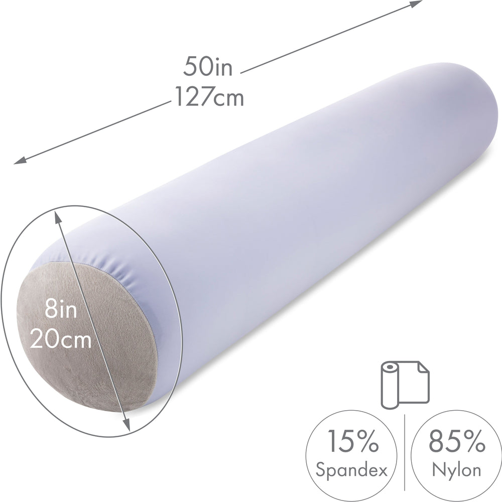 Straight Body Pillow, Full Size Premium Microbead,Side Sleeping / Maternity Pregnant Women, Supportive ,Fluffy, Breathable, Cooling, 85/15 spandex/nylon Silky Feel Anti-Aging - 48” X 8” - Silver Mist