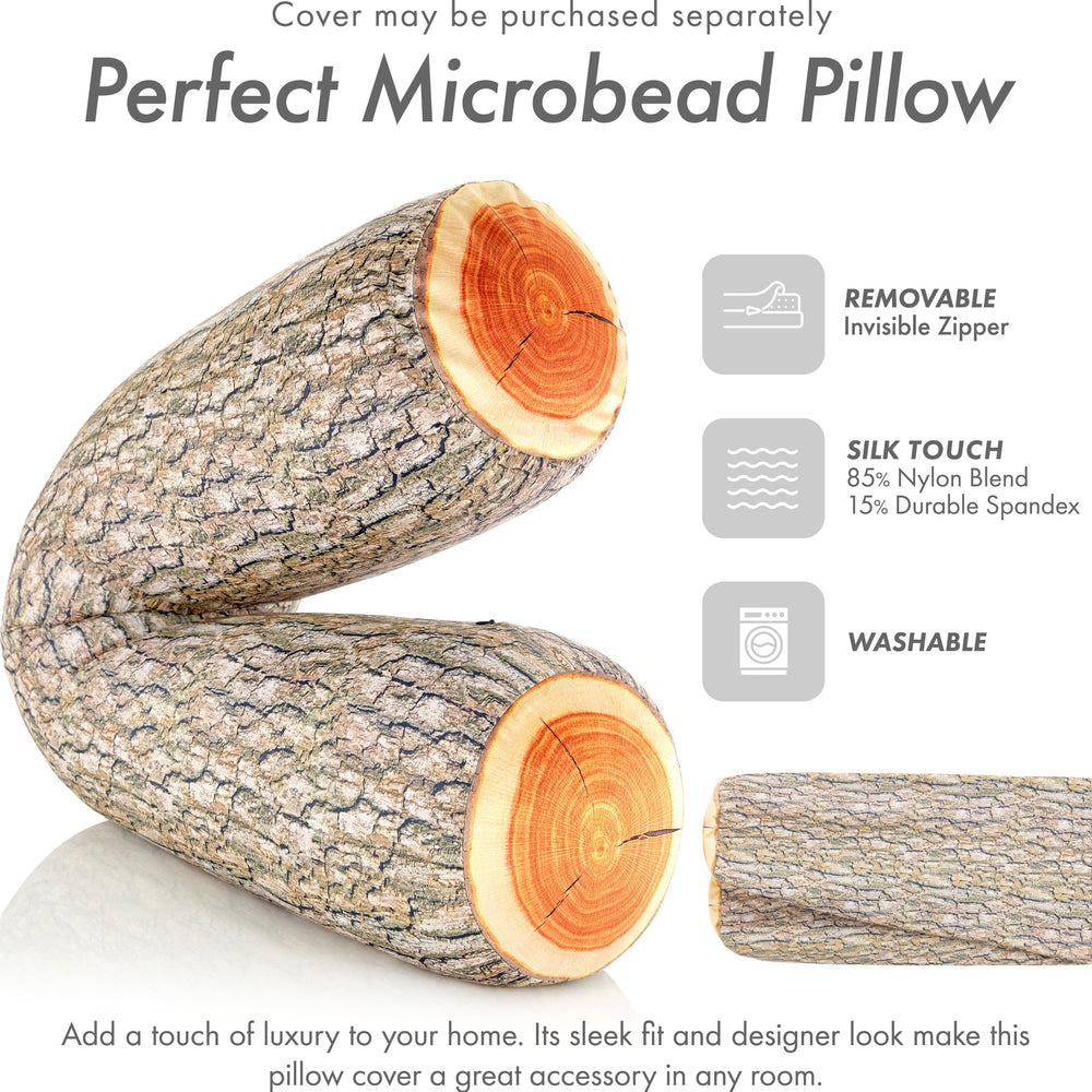 Log COVER ONLY for Body Pillow - Microbead Body Pillow Cover - Breathable Cooling Hypoallergenic Outer Fabric - Straight Body Side Sleepers Pillowcase