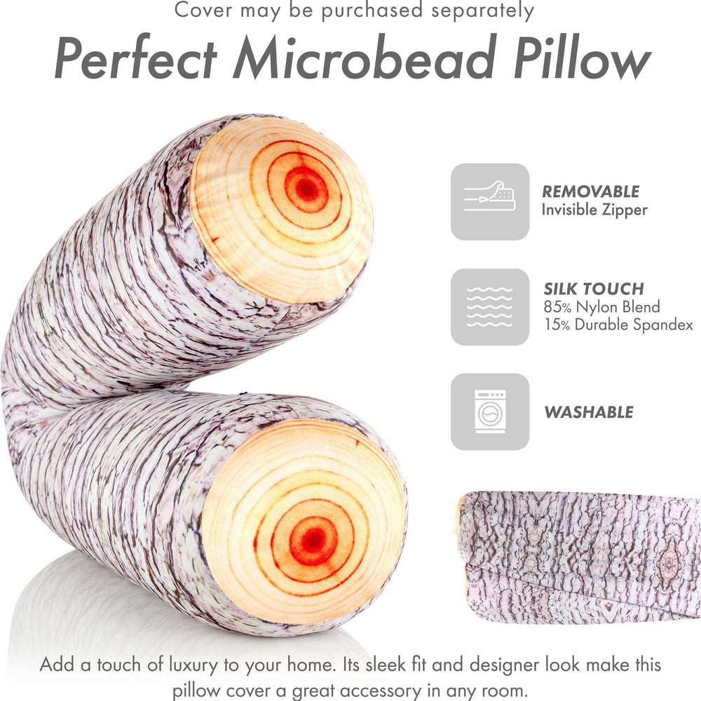 Log COVER ONLY for Body Pillow - Microbead Body Pillow Cover - Breathable Cooling Hypoallergenic Outer Fabric - Straight Body Side Sleepers Pillowcase