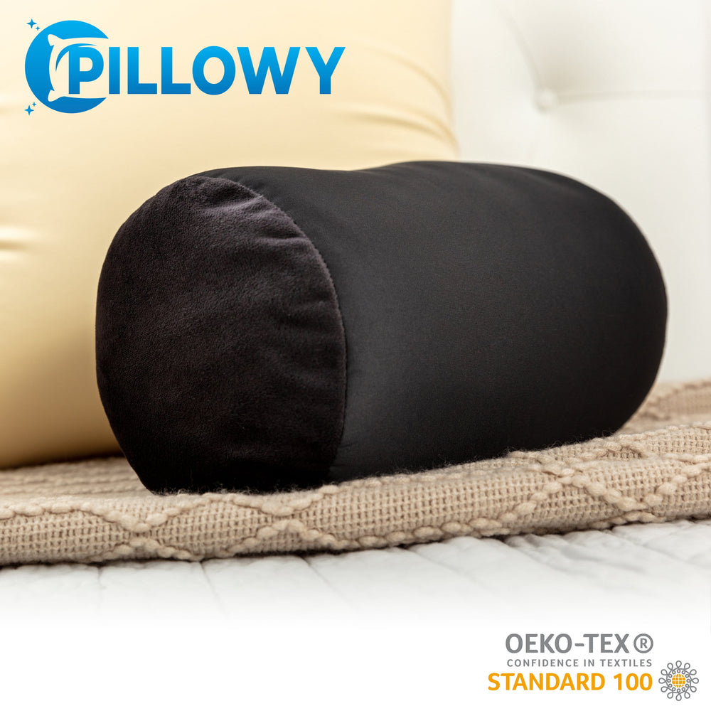 Microbead Bolster Neck Roll Pillow, Gently On Body, Head, Neck & Shoulders No Pain Rest, Relax Sleep - Silky Feel Prevent Wrinkles & Hair Breakage - Lightweight Cylinder, 14" x 8"