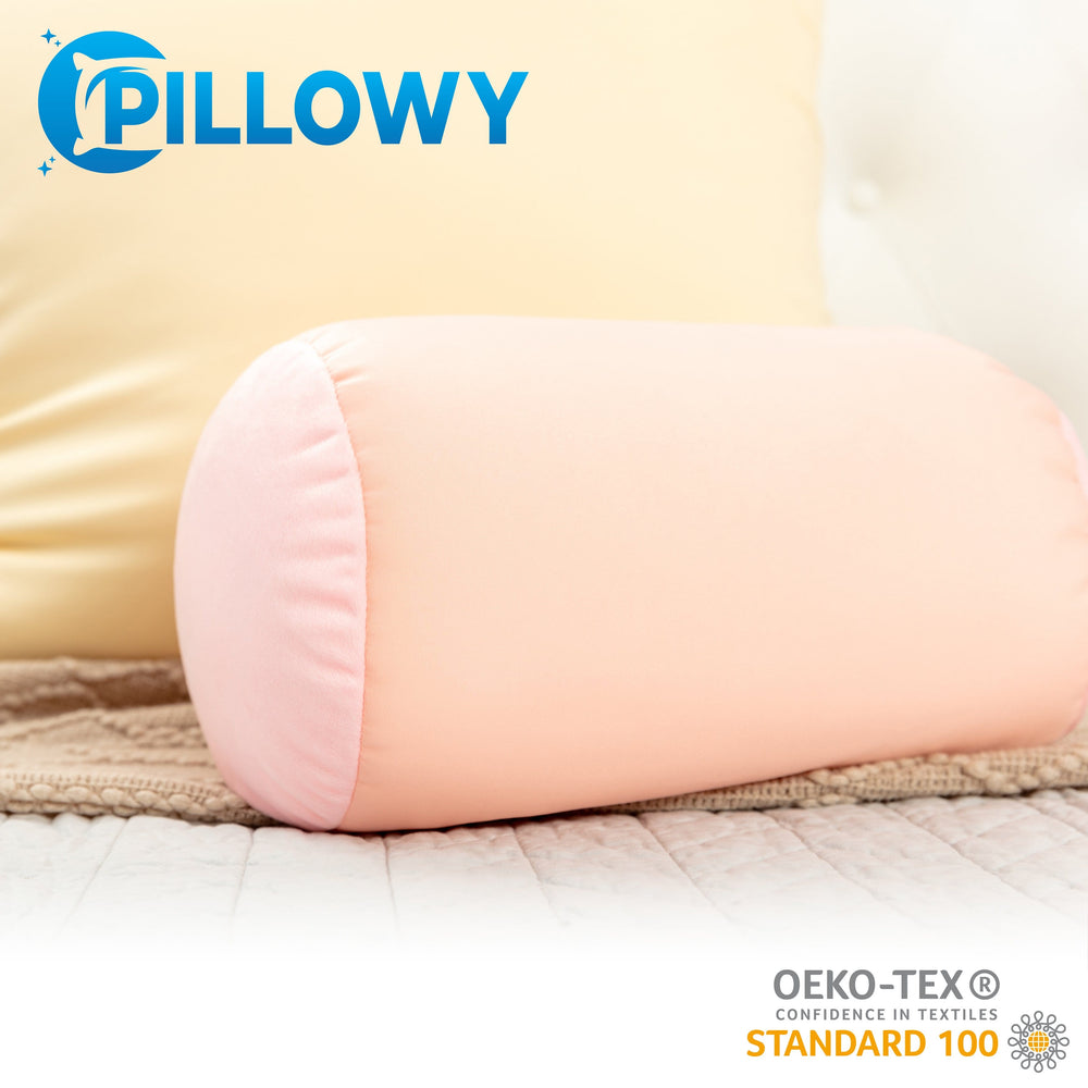 Microbead Bolster Neck Roll Pillow, Gently On Body, Head, Neck & Shoulders No Pain Rest, Relax Sleep - Silky Feel Prevent Wrinkles & Hair Breakage - Lightweight Cylinder, 14" x 8"