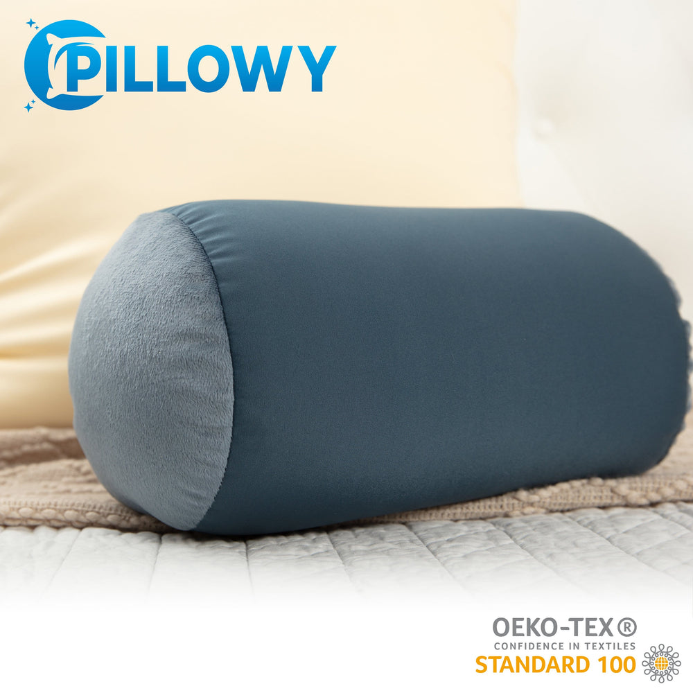 Microbead Bolster Neck Roll Pillow, Gently On Body, Head, Neck & Shoulders No Pain Rest, Relax Sleep - Silky Feel Prevent Wrinkles & Hair Breakage - Lightweight Cylinder, 14" x 8"