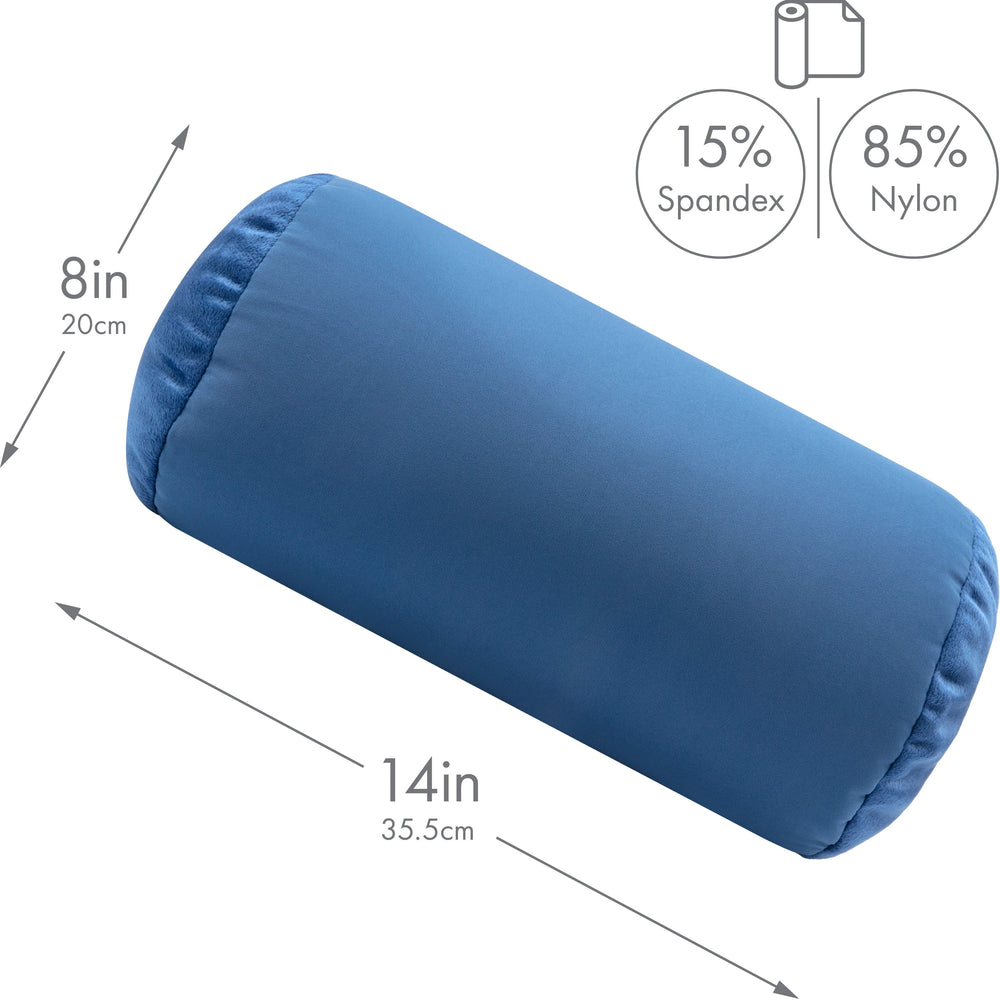 Microbead Bolster Neck Roll Pillow, Gently On Body, Head, Neck & Shoulders No Pain Rest, Relax Sleep - Silky Feel Prevent Wrinkles & Hair Breakage - Lightweight Cylinder, 14" x 8"