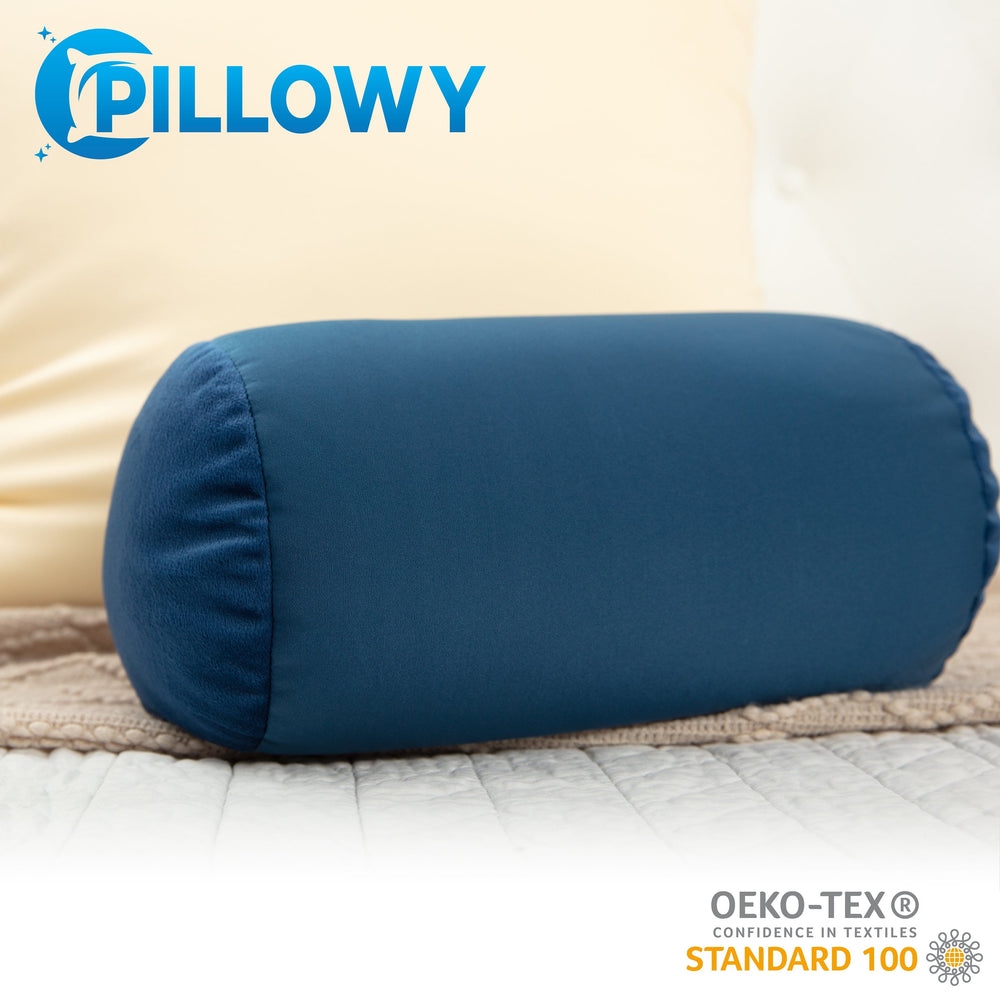 Microbead Bolster Neck Roll Pillow, Gently On Body, Head, Neck & Shoulders No Pain Rest, Relax Sleep - Silky Feel Prevent Wrinkles & Hair Breakage - Lightweight Cylinder, 14" x 8"