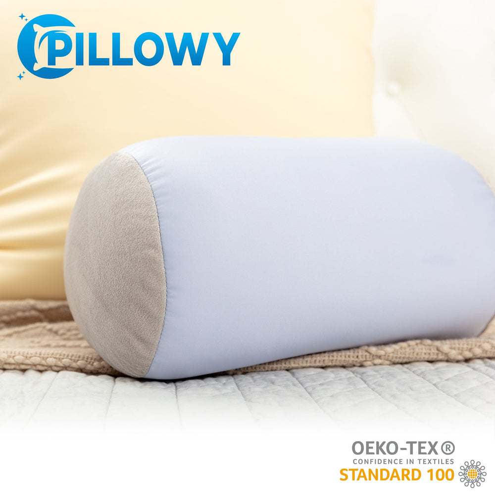 Microbead Bolster Neck Roll Pillow, Gently On Body, Head, Neck & Shoulders No Pain Rest, Relax Sleep - Silky Feel Prevent Wrinkles & Hair Breakage - Lightweight Cylinder, 14" x 8"